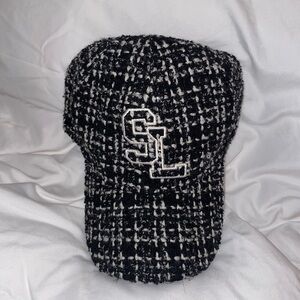 Saint Laurent Black and White Tweed Hat